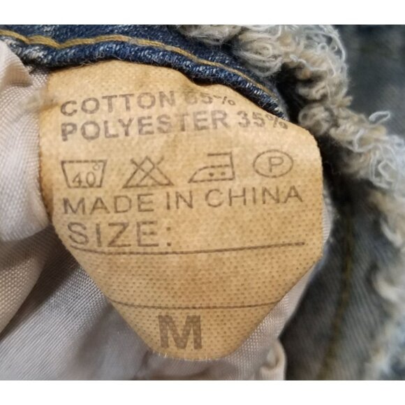 Y2K Denim Jacket & Pants Set Size M Distressed Olive Green Raw Edges Cropped Jac - Picture 11 of 16